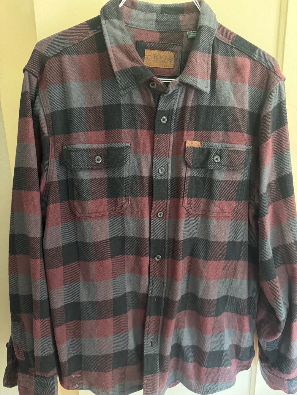 Men’s Orvis Plaid Flannel Shirt XL